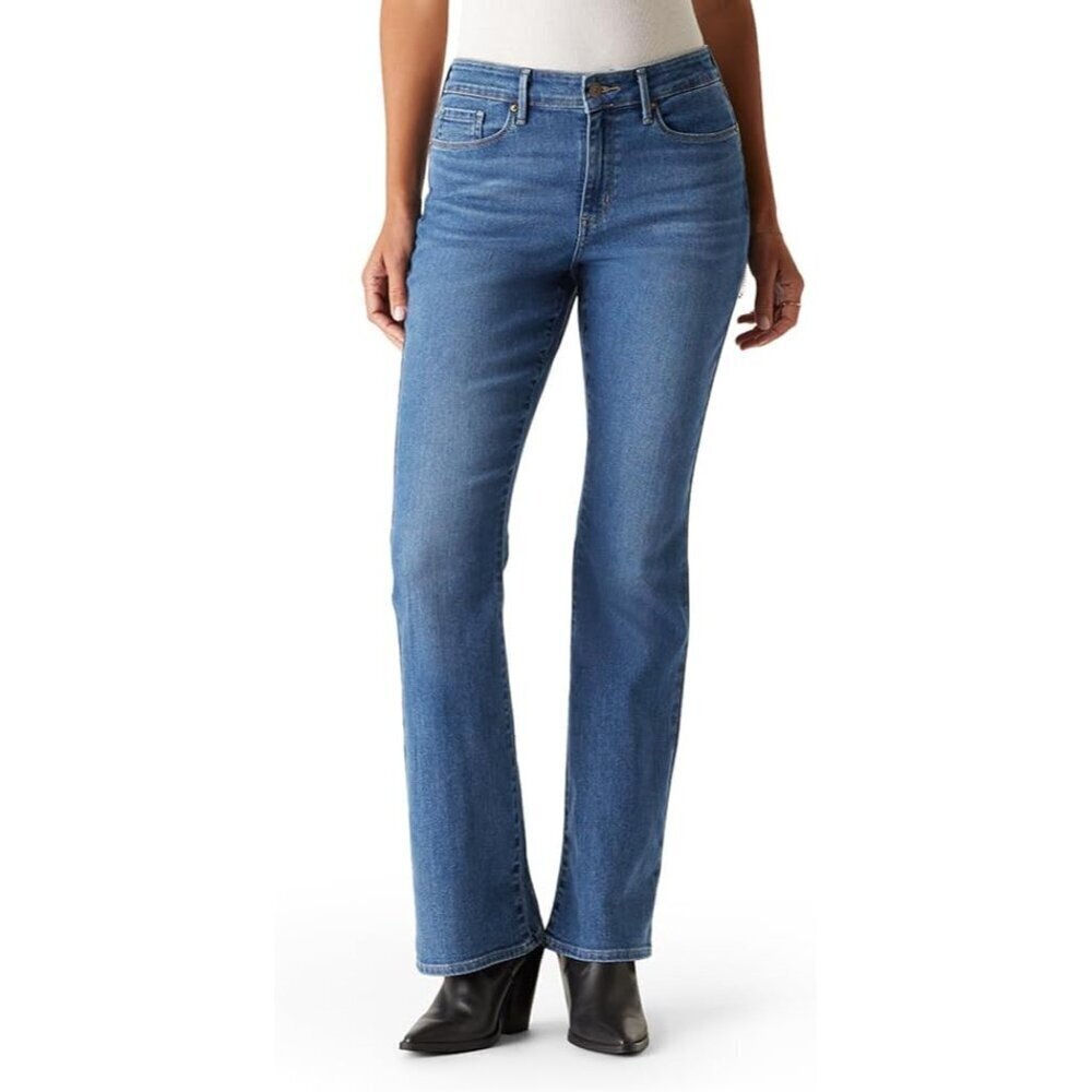Women's Bootcut Jeans Mid-Rise Stretch Denim Flattering Fit Casual Wear